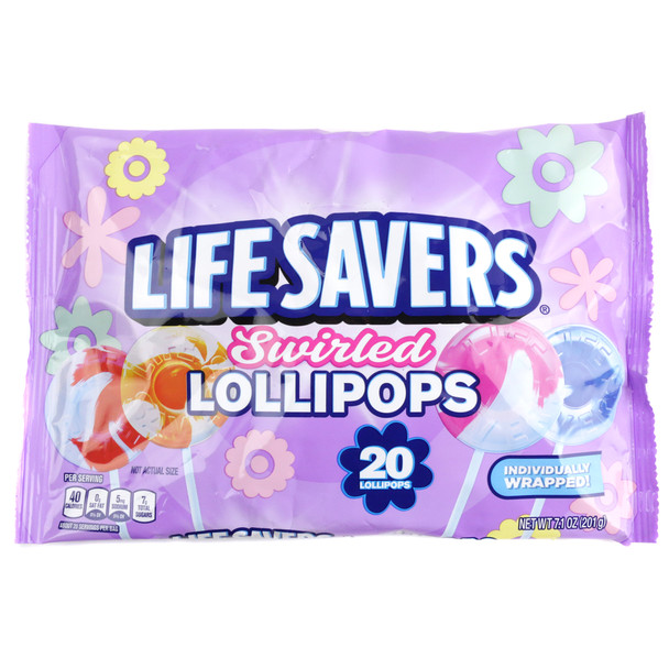 Lifesavers Swirled Lollipops, 20 colorful, individually wrapped, cherry, orange, strawberry, blueberry vanilla swirls.