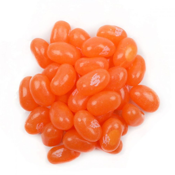 Jelly Belly Orange Crush jelly beans, bright orange, sweet and tangy soda flavor, approx 400 per pound.