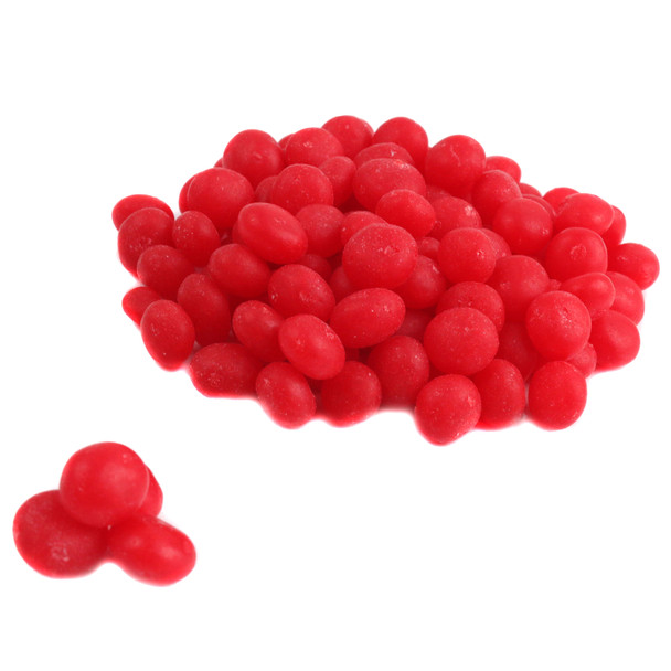 Bright red, spicy Primrose Cinnamon Imperials. Approx 1,100 per pound, ideal baking candy & dessert topping.