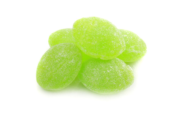 Bright green, sugar sanded Claey's Hard Candy with sweet apple flavor. 10LB bulk box, approx. 1300 pieces.