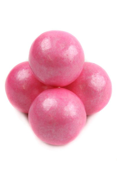 2lb Pearl Pink 1-inch strawberry gumballs, with a lustrous pearly finish, great for candy displays, baby showers.