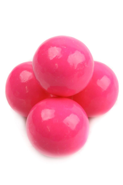 Bright Pink 1 inch bubblegum gumballs, 6 pack, 2lb. Approximately 120 individual gumballs.