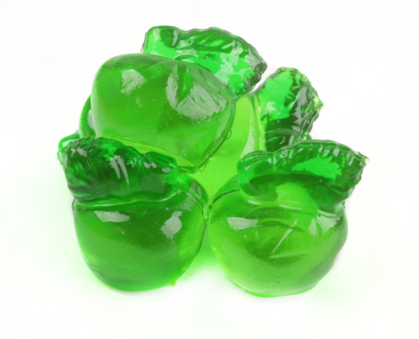 3D Gummy Apples, red & green apple-shaped candy, bulk 2.2LB bag with over 140 pieces, unwrapped.