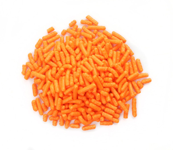 Vibrant orange sprinkles, large 6 lb bulk box, ideal for Halloween cookies and cakes.