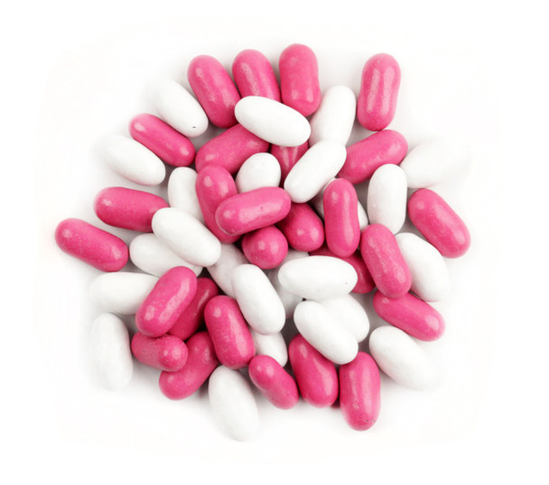 Good and Plenty 5lb bulk unwrapped candy, pink and white shells, sweet black licorice, approx 1850 pieces.