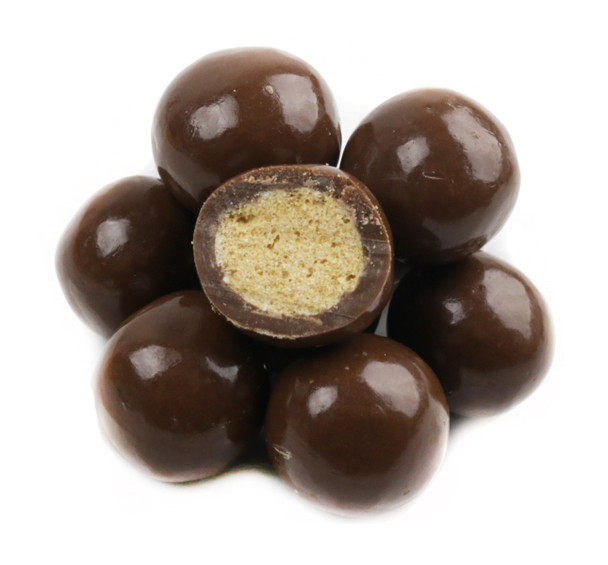 Milk Chocolate Malt Balls, 20lb box. Crunchy brown milk chocolate covered malt candy.