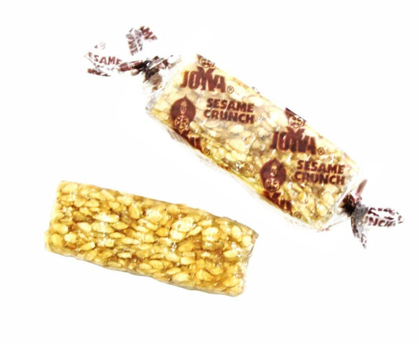 Bulk 20lb Sesame Honey Crunch Candy, golden-brown, crunchy, with visible sesame seeds, individually wrapped.