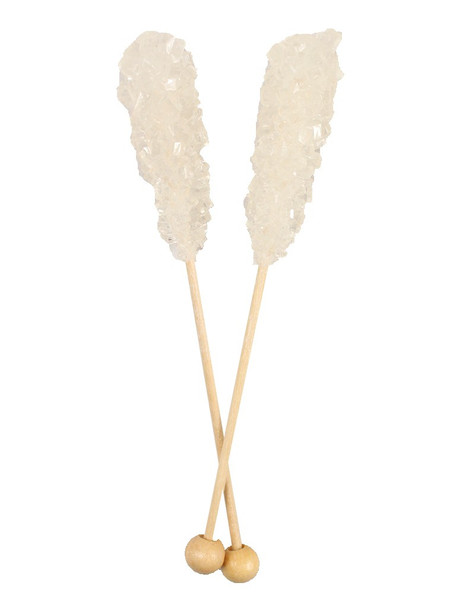 White Little Rock Candy Sticks, 72 individually wrapped pieces, crystallized sugar gems on sticks.