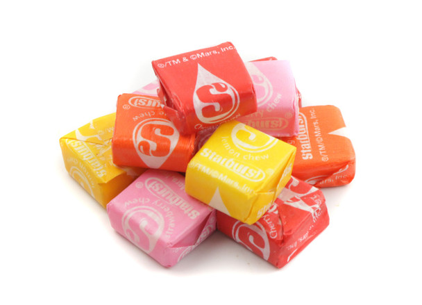 Starburst Original, 6x 50oz bags, with many individually wrapped red, orange, yellow chewy fruit candies.