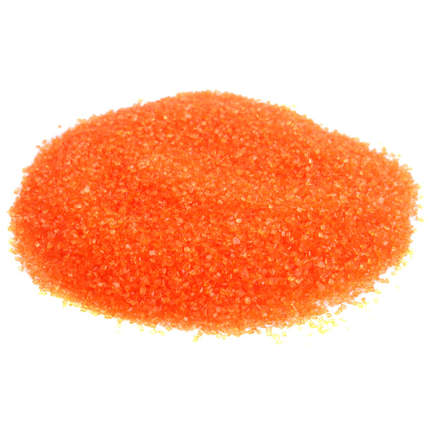 Orange sanding sugar crystals, perfect for decorating Halloween cookies and cakes, coarse orange sugar.