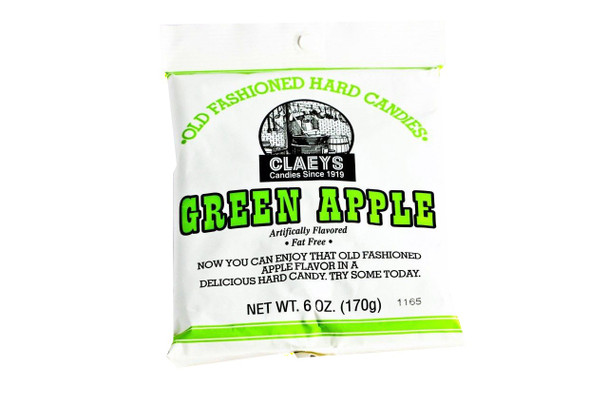 Claey's old fashioned hard candy drops, green apple flavor, 24x 6oz bags, approx 42 green pieces per bag.