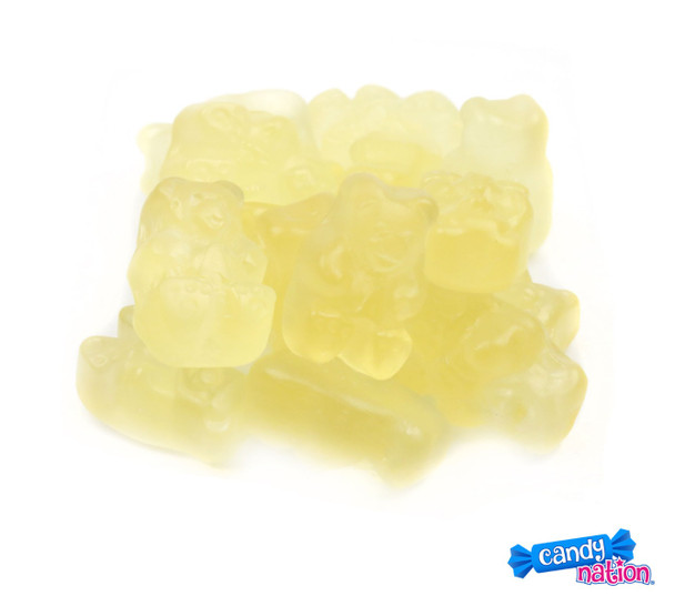 Bright yellow pineapple gummy bears, 5lb 4 count. Delicious 1-inch long tropical candy.