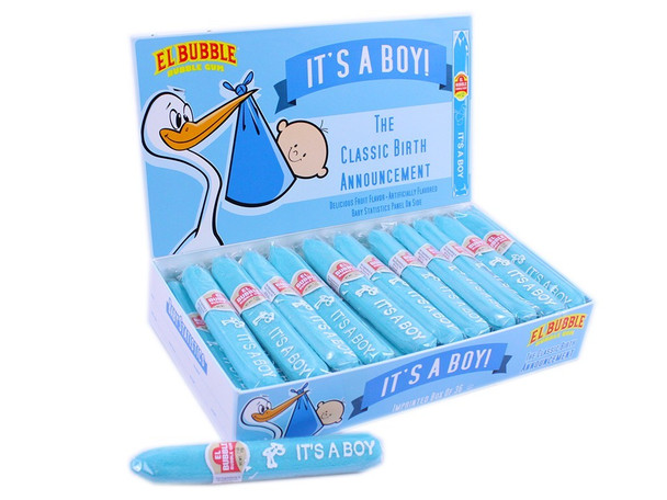 It's A Boy Blue Bubble Gum Cigars, 36 pieces, 24 count case, baby shower candy favors.