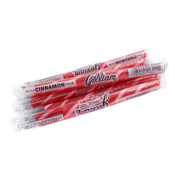 80 Gilliam Old Fashioned Cinnamon stick candy, individually wrapped, 5-inch red & white striped hard candy.