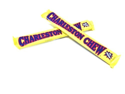 Charleston Chew Vanilla candy bars, 24 chocolate-coated vanilla nougat bars per box, 12 boxes per order.