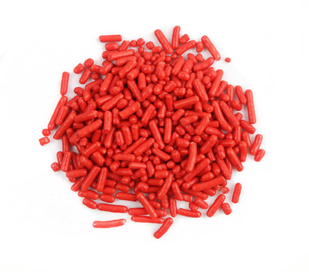 6lb box of bright red sprinkles, perfect for Valentine's Day baking.