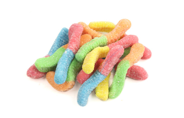Mini  Sour Neon Gummy Worms 5lb Bags 4 Count
