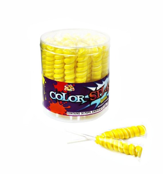 Yellow  Twist Pops Lemon 30 Piece 6 Count