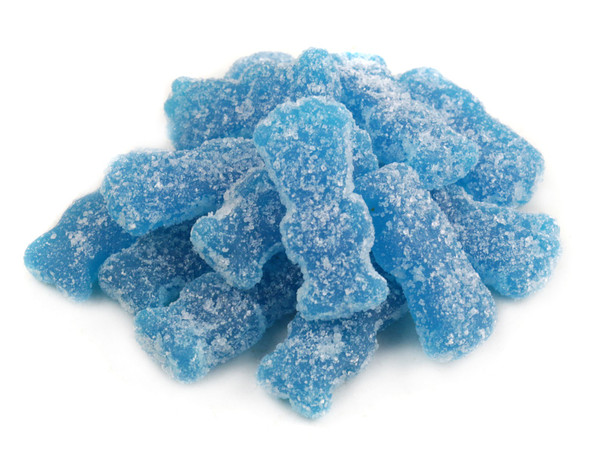 Sour Patch Kids Blue Raspberry 8oz bag. Only bright blue, chewy, sour then sweet blue raspberry candy pieces.