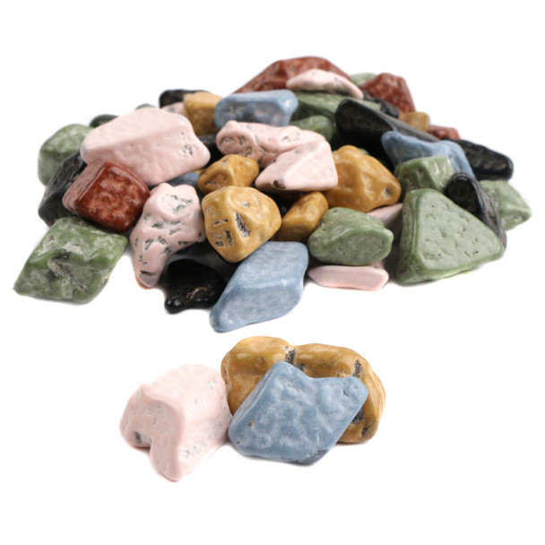 Kimmie Candy Chocolate Rocks Regular Mix. Dark and pastel milk chocolate nuggets with candy shells, looks like realistic rocks.