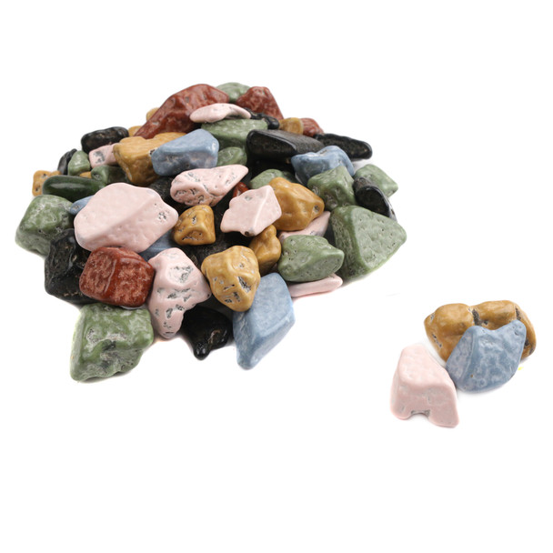 Chocolate Rocks Regular Mix, dark and pastel milk chocolate nuggets with thin candy shells, realistic rock candy mix.