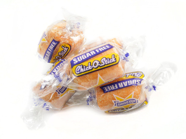 Sugar free Chick O Stick Nuggets, classic peanut butter candy. Bulk 15LB case, approx 900 tan-orange pieces.