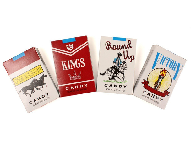 World Confections Candy Cigarettes, 24 packs, 8 white sticks per pack, retro 1960s nostalgic candy.