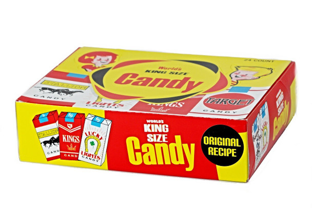 World Confections retro white candy cigarettes, 24 count 24 pack. Nostalgic 1960s candy sticks, bulk.