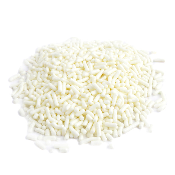 Bulk white sprinkles, candy dessert topping for baking, cupcakes, ice cream, and baby shower or wedding treats.