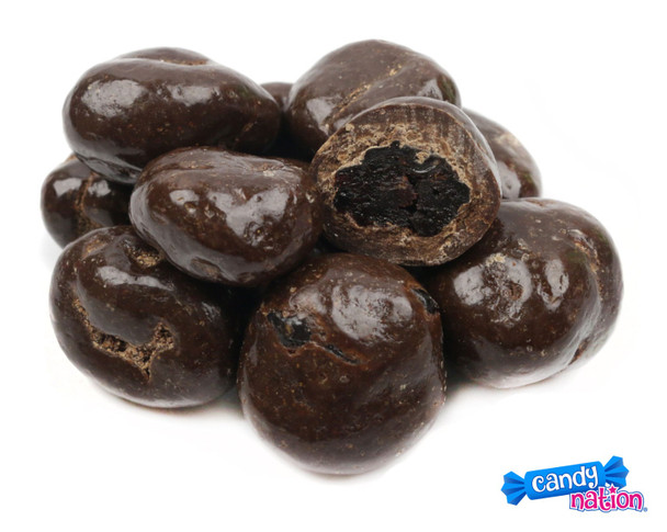 15LB bulk case of dark chocolate covered red dried cherries. Sweet, tangy, creamy candy, made in USA.