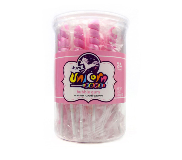 Pale pink mini unicorn lollipops, 24 count, individually wrapped.