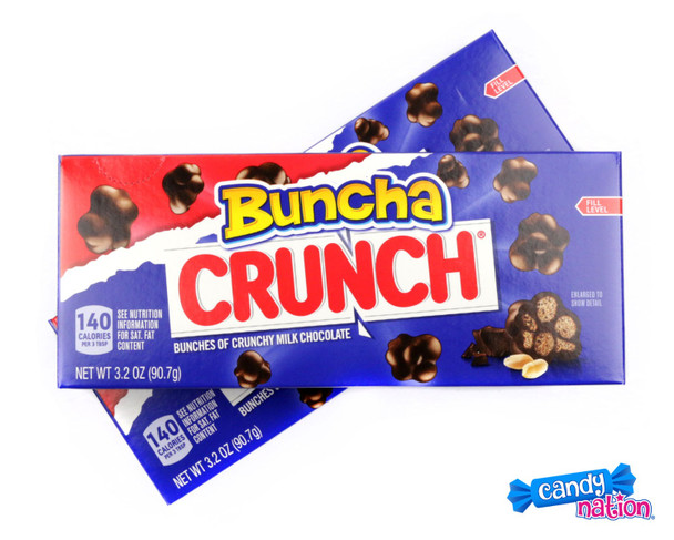 12-pack 3.2oz Buncha Crunch Theater Boxes. Delicious small brown milk chocolate and crisped rice candy bites for sharing.
