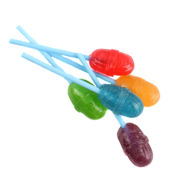 Assorted FlavorPops lollipops, cherry, blue raspberry, orange, green apple, grape, 87 colorful pops per pound.