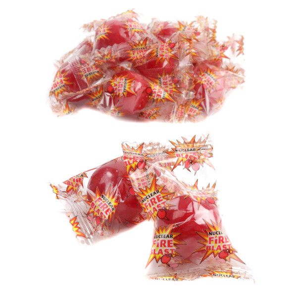 Nuclear Fire Blast individually wrapped red spicy jawbreakers, 30lb case, approx. 2250 pieces.