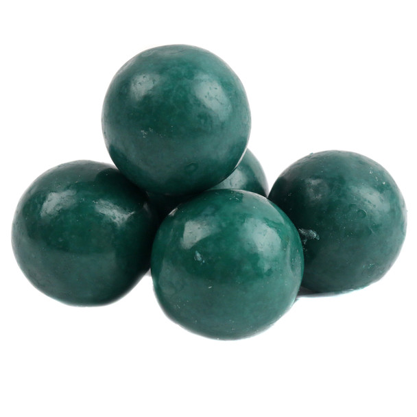 Dark green apple gumballs, 1 inch, glossy, tart green apple flavor. Approx 60 per pound, perfect for candy buffets.