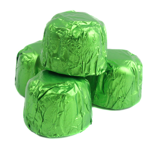 Ashers Milk Chocolate Dubai Truffles, green foil wrapped, pistachio cream, Kadayif center, approx 31 pcs.