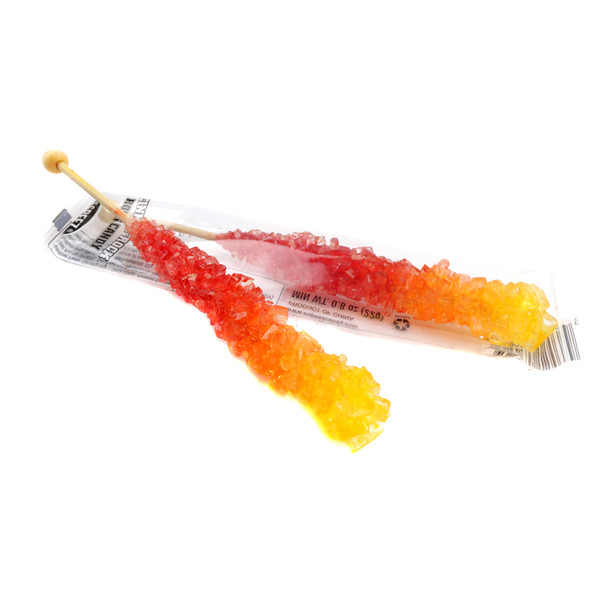 Red cinnamon rock candy sticks, 12 pack, individually wrapped 6-inch sticks, USA made.