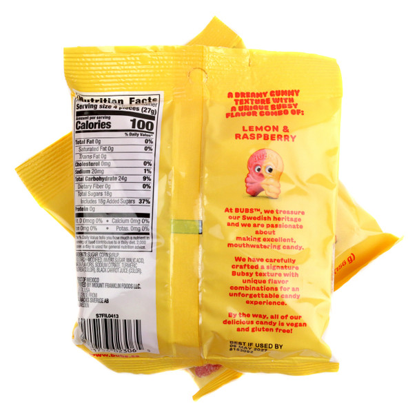 Bubs Sour Lemon Raspberry Skulls 5.5oz Bag 8 Pack