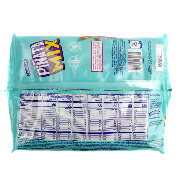 Colombina Pinata Party Mix, 2LB bag, vibrant assortment of individually wrapped fruit candies.