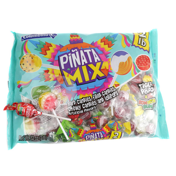 Colombina Pinata Party Mix, 2LB bag. Colorful assortment of individually wrapped fruity, chewy, sweet candies.