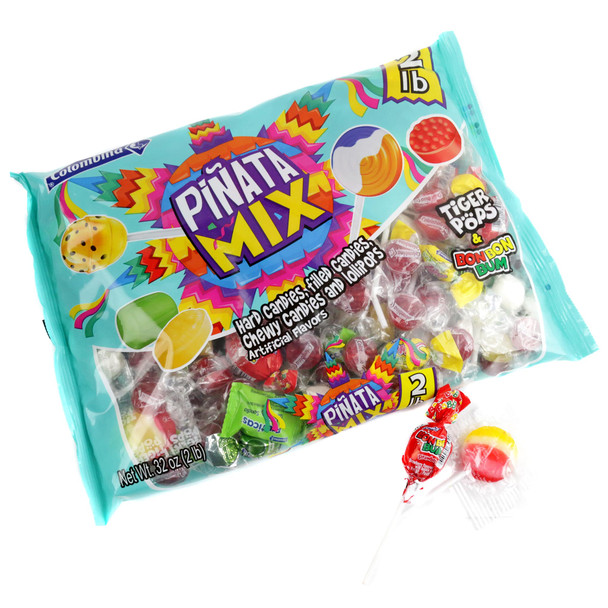 Colombina Pinata Party Mix, 2LB bag. Bright, colorful assortment of individually wrapped fruity, chewy, sweet candies.