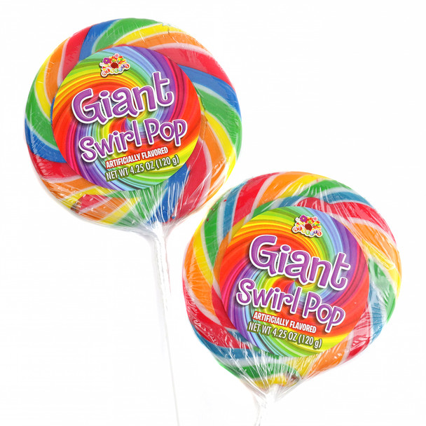 image of giant swirl lollipops beach carnival rainbow gluten free