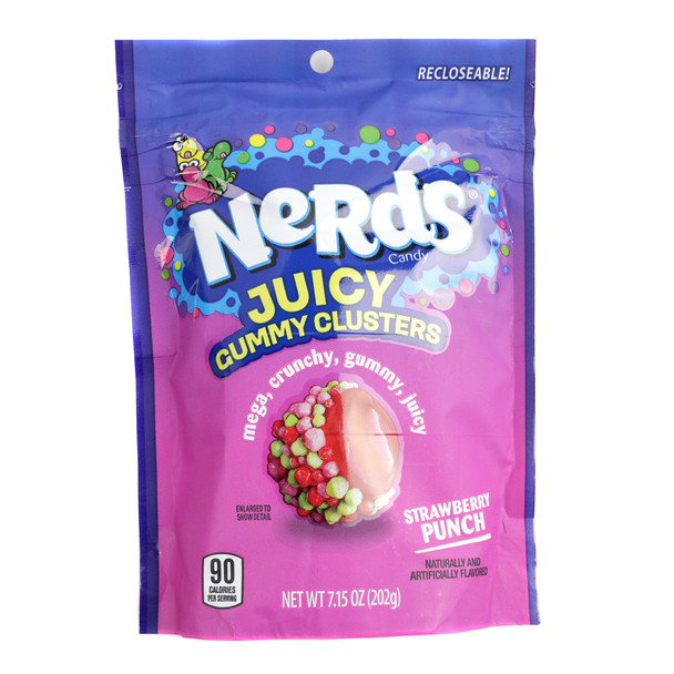 6 bags, 7.15oz (approx 42 pieces) Nerds Juicy Strawberry Gummy Clusters, soft centers, colorful crunchy coating.