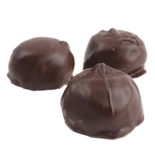 Asher's Sugar Free Dark Chocolate Covered Vanilla Marshmallows, dark brown, white, approx. 28 pieces.