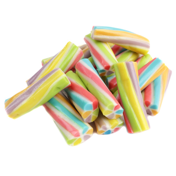 Fini Rainbow Licorice Twists, colorful spiral-shaped chewy candy, fruity flavor, approx 90 pieces per pound.