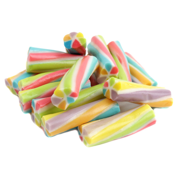 Fini Rainbow Licorice Twists, bright colorful chewy fruit candy, approx 90 spiral pieces per pound.