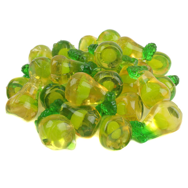 Vibrant 3D gummy pears, soft and chewy, with realistic pear shape and fruity flavor, approx. 120 per pound.
