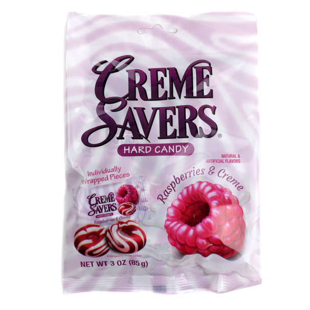 image of creme savers raspberry creme hard candy 3 oz bag creamsaver candy