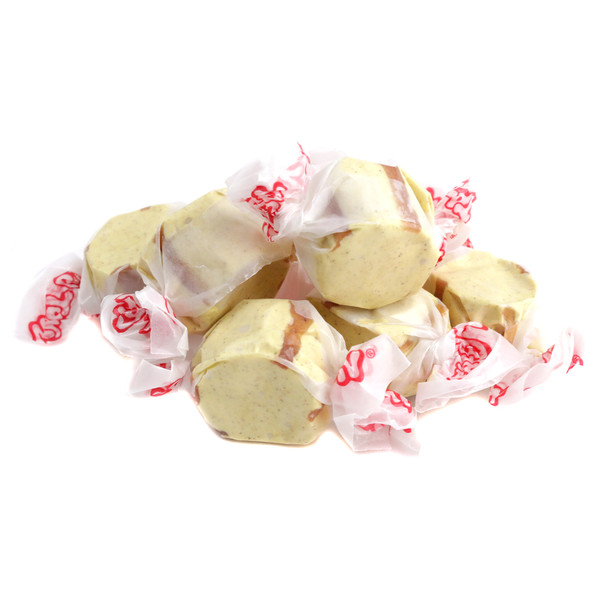 Taffy Town French Toast Salt Water Taffy, approx. 65 warm buttery yellow and light brown pieces, cinnamon finish.