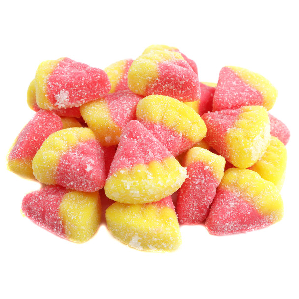 image of pink lemonade gummy slices sour candy